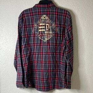 Disney Red and Blue Plaid Button Down Shirt